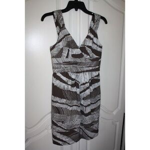 NWT - BCBG MaxAzria Cocoa Brown Pleated Printed Cotton Poplin Dress Size:0